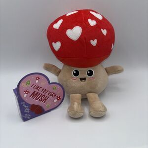Frankford I Like You Very Mush 9" Stuffed Plush Mushroom Heart Love Toy  NWOT